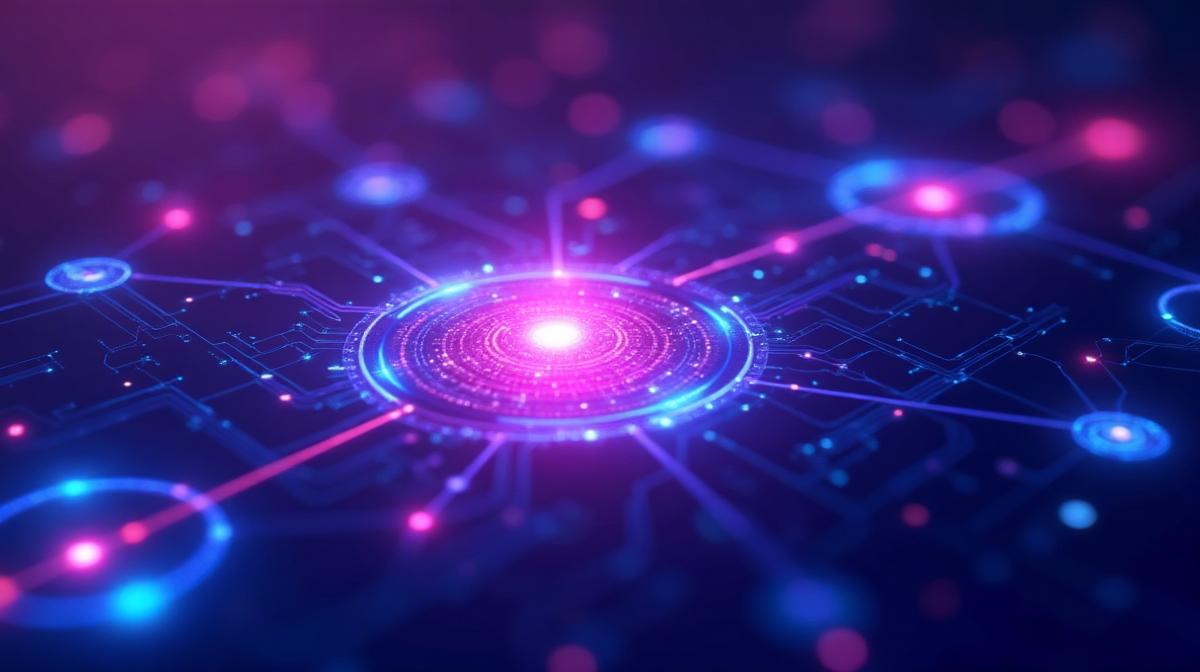 AI-Powered Marketing Solutions - Futuristic AI network visualization with connected automation nodes